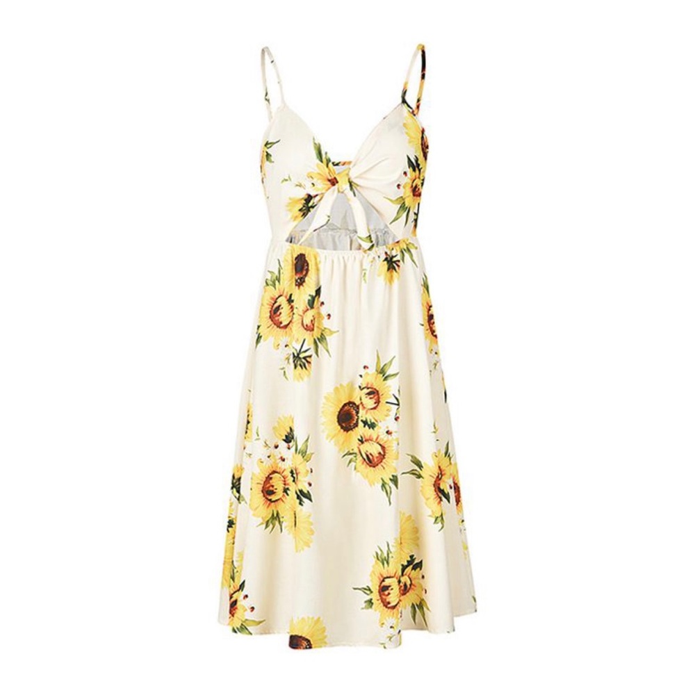 White Sunflowers Summer Sundress